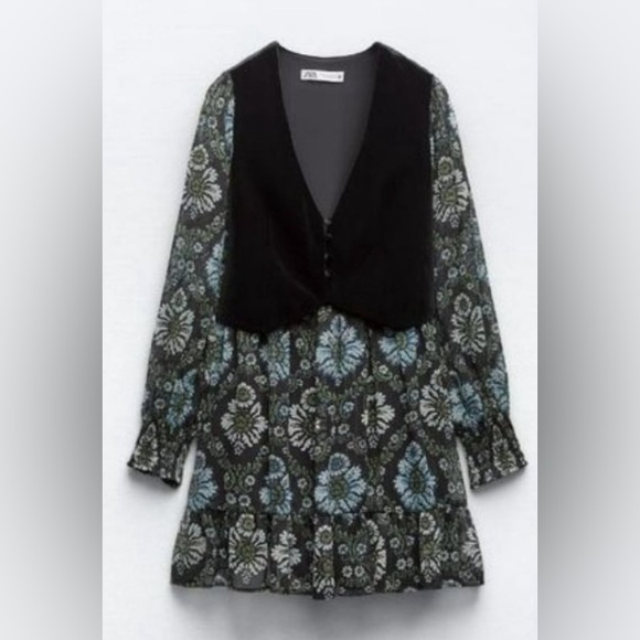 NWT Zara printed dress with vest size Medium - Picture 13 of 16